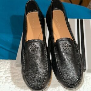 Coach Mary Lock Up Driver Loafer Black Leather
